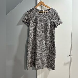 Calvin Klein Black & White Tweed Midi Shift Dress